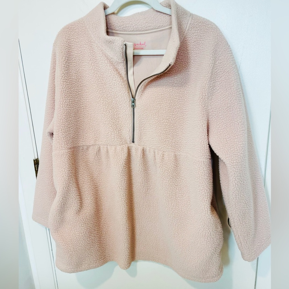 Womens Collared Sherpa Sweater Sweatshirt 1/2 Zip Isabel Maternity pale pink M